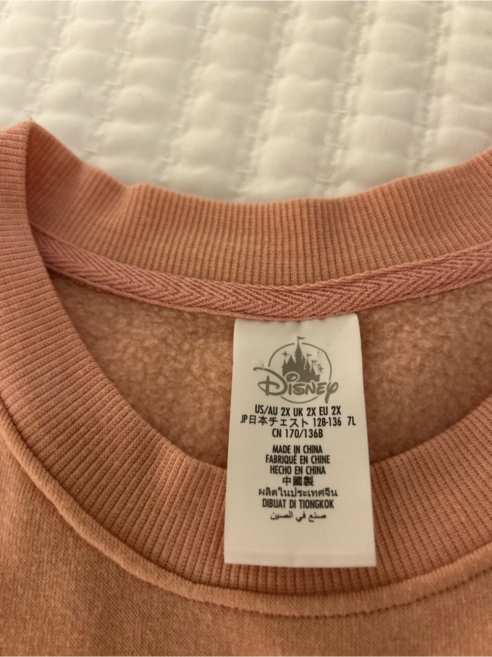 Disney Quilted Mickey Sweatshirt - Dusty Rose Pink. Size 2X - Picture 5 of 7